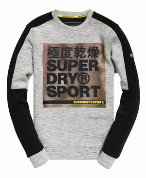 Superdry Gym Tech Colour Block Crew Férfi Pulóver Világos Szürke/Fekete | SEVTK5908